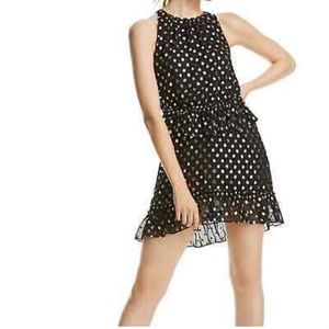 LINI polka dot short black and gold dress.